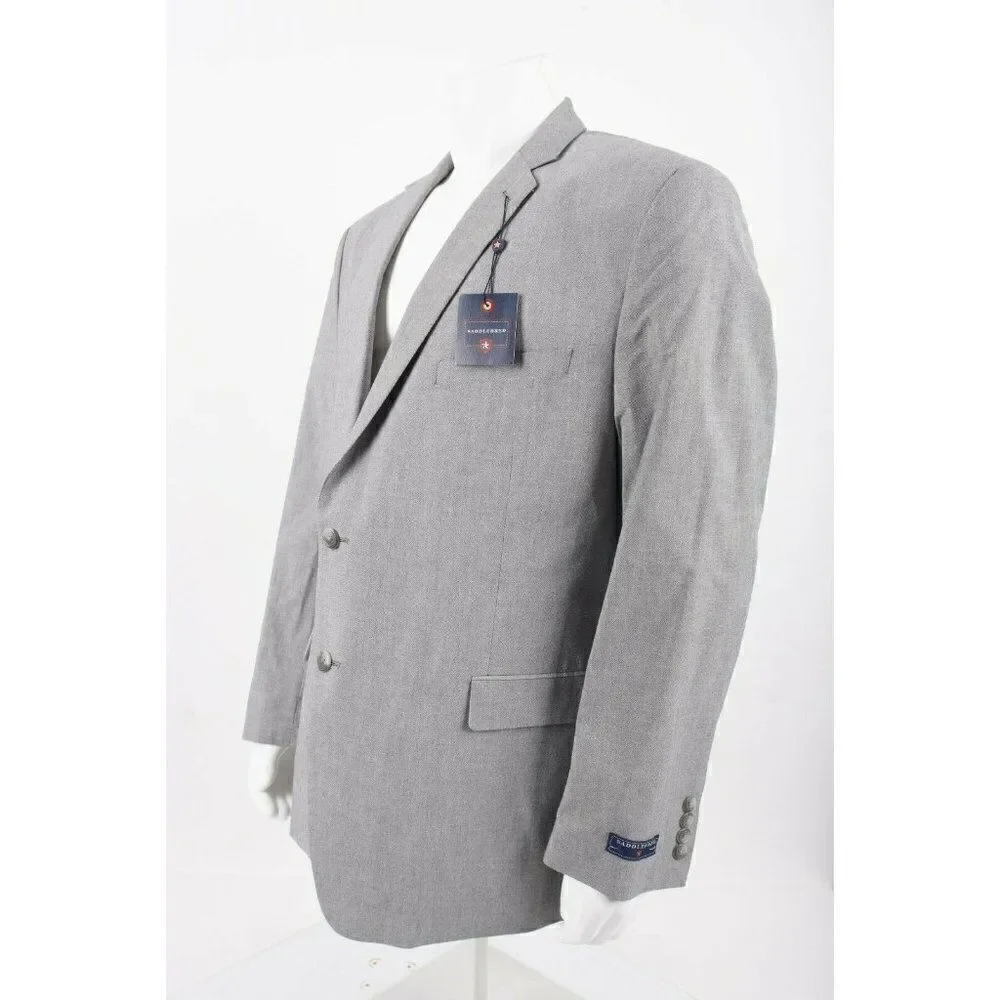 Saddlebred Mens Suit Jacket Blazer Sport Coat Sz 43 Gray Cotton NWT